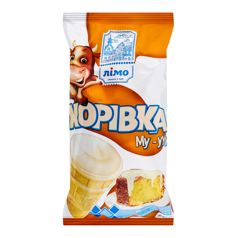 Морозиво 4% двошарове з ароматами згущеного молока та бісквіта Корівка Му Лімо м/у
