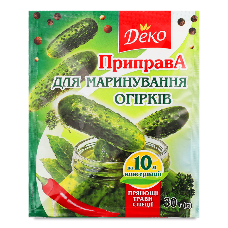 Приправа д/маринування огірків на 10л 30г Деко