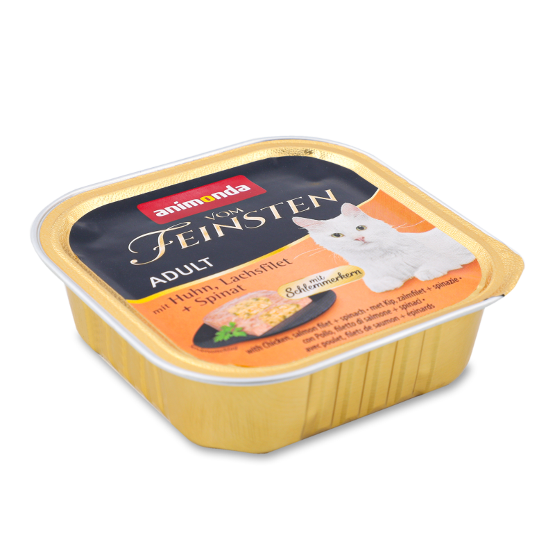 Корм д/котів з куркою лососем та шпинатом 100г Вом Фейштн