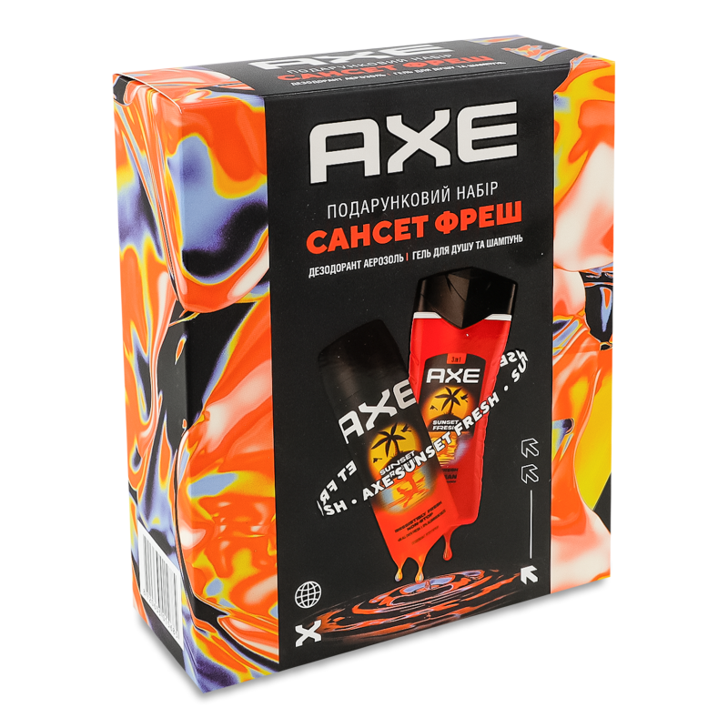 Набір Сансет Фреш Дезодорант спрей 150мл+Гель д/душу та шампунь 250мл Axe