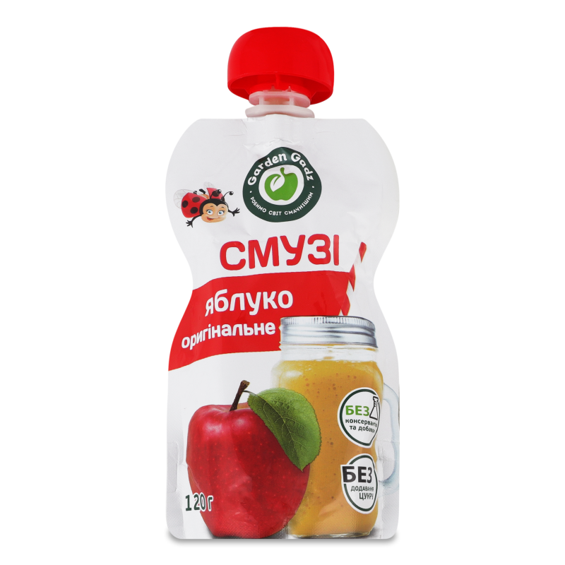 Пюре фруктове Смузі Яблуко оригінальне 120г пауч Garden Gadz