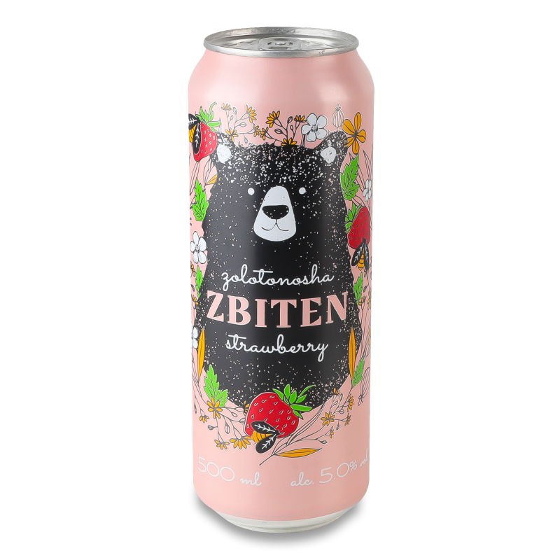 Напій зброджений Яблуко полуниця 5% 0,5л ж/б Збітень Золотоніський