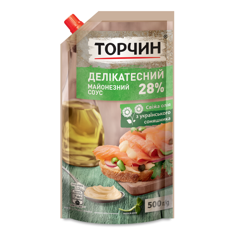 Соус майонезний Делікатесний 28% 500г д/п Торчин
