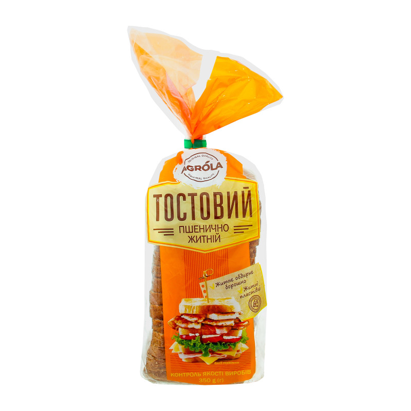 Хліб в нарізці Пшенично-житній Тостовий Agrola м/у