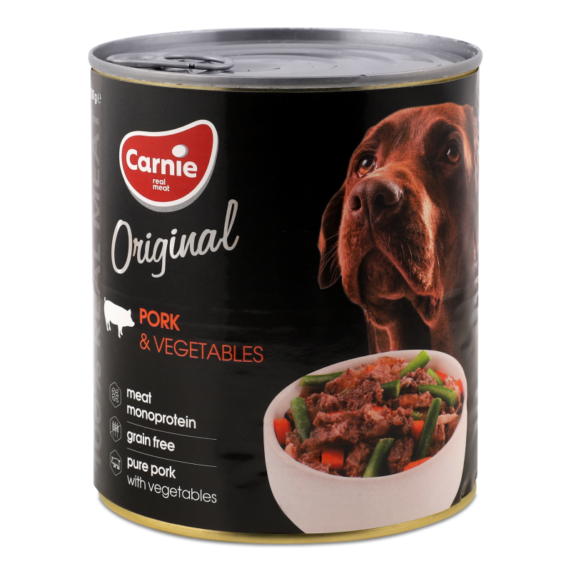 Корм д/дорослих собак Original Mono Protein Свинина з овочами 800г ж/б Carnie