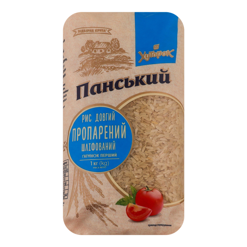 Рис довгий шліфований пропарений Хуторок Панський 1ґ м/у