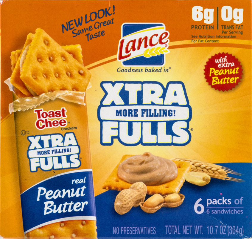 Lance Toast Chee Crackers Xtra Fulls Peanut Butter 6 CT Lance