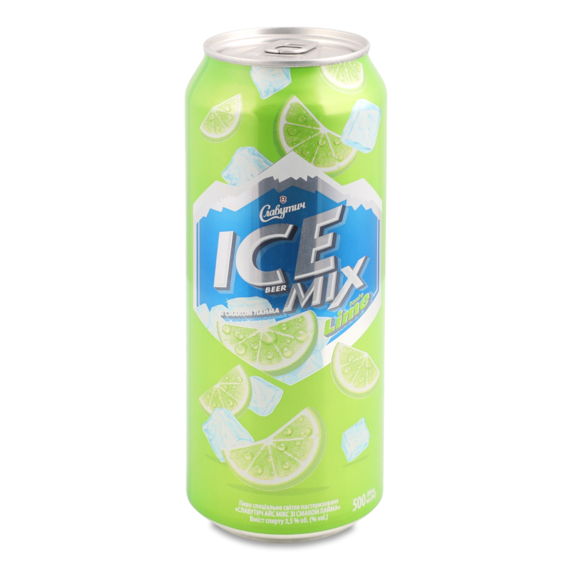 Пиво Ice Mix Лайм світле 3,5% 0,5л ж/б Славутич
