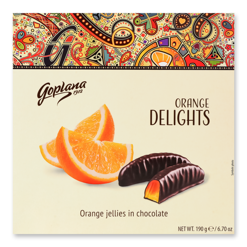 Мармелад жувальний Делайтс з смаком апельсину в шоколаді 190г Коліан