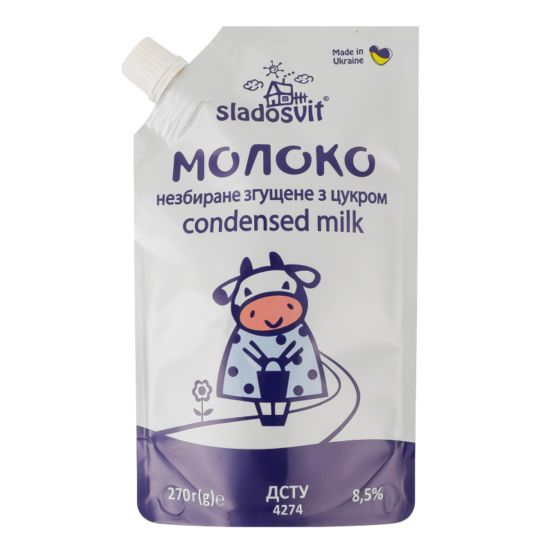 Молоко незбир.згущ.д/п8,5% Сладосвіт270г