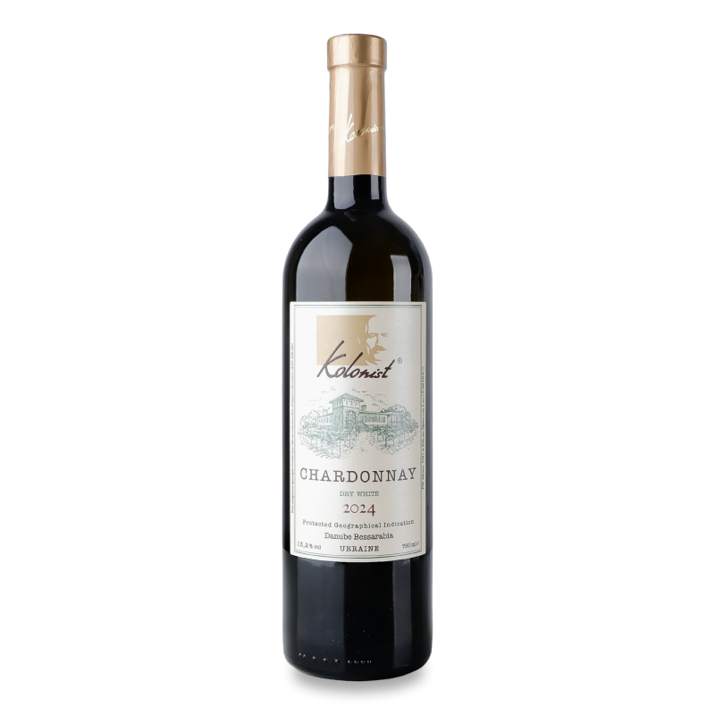 Вино Шардоне сортове біле сухе 13% 0,75л Колоніст