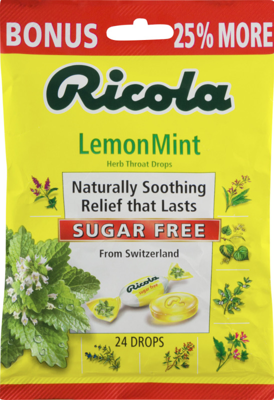Ricola Lemon Mint Herb Throat Drops Sugar Free 24 CT Ricola