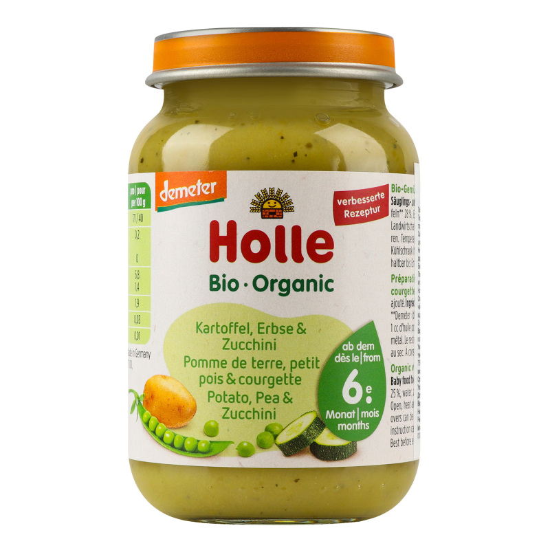 Пюре для дітей від 6міс Картопля з горошком і цукіні Organic Holle с/б