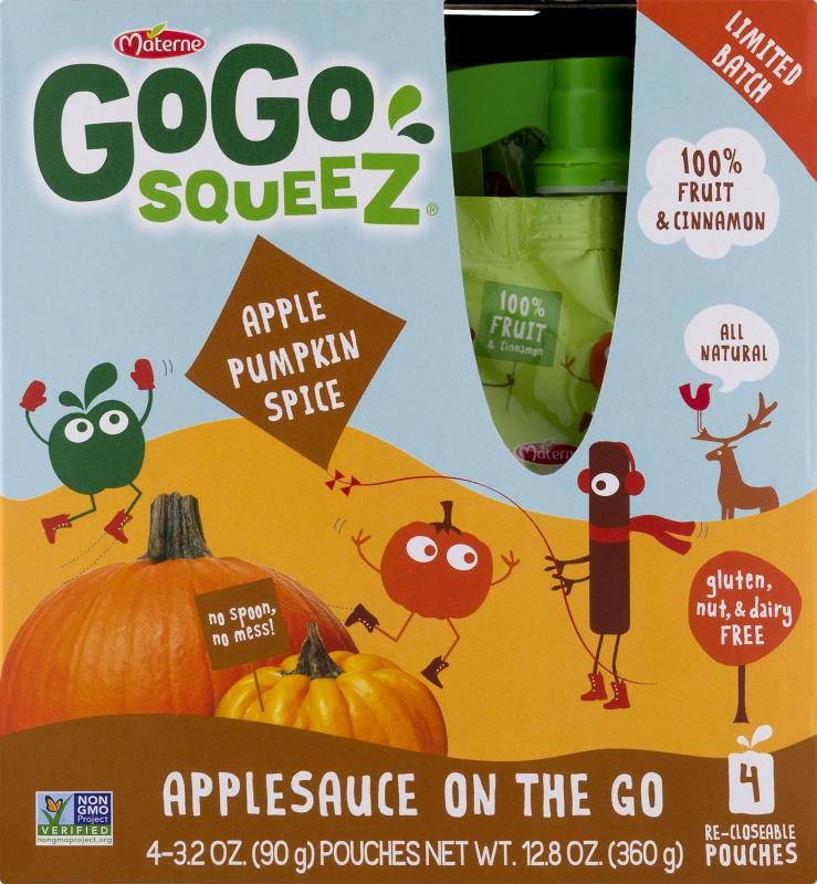 GoGo Squeez Applesauce On The Go Pouches Apple Pumpkin Spice