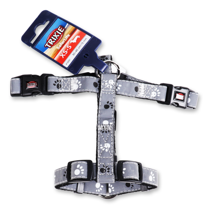 Шлея д/собак Сейф Лайф Сільвер нейлон з лапками світловідбиваюча 15мм 30-40см Тріксі