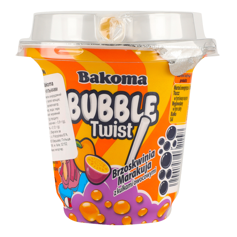 Йогурт питний Bakoma Bubble Twist Персик-маракуя(5900197032158