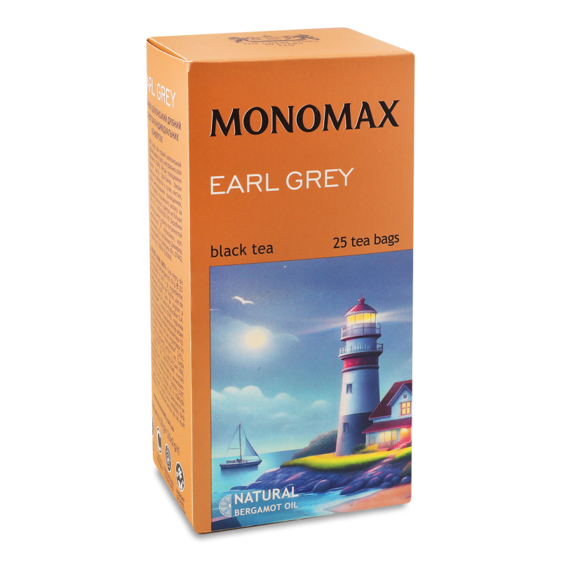 Чай Earl Grey чорний з бергамотом дрібний 25*2г конверт Monomax