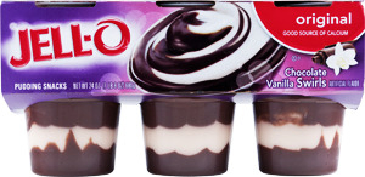 JELLO Original Chocolate Vanilla Swirls Pudding Snacks 6 CT JELLO