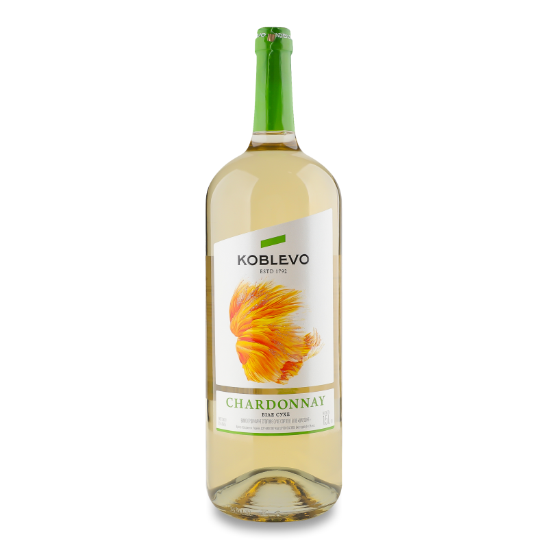 Вино Chardonnay біле сухе сортове 9,5-14% 1,5л Koblevo