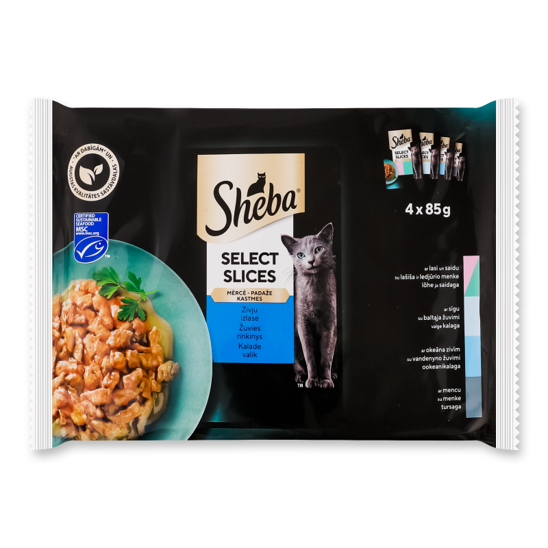 Корм д/дорослих котів Асорті рибне в соусі 4*85г пауч Sheba