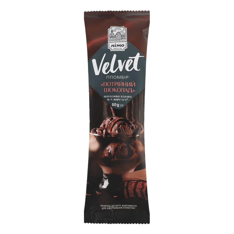 ミルネコ0831 Мороженое 13% пломбир Тройной шоколад Velvet Лімо м/у 80г Лімо