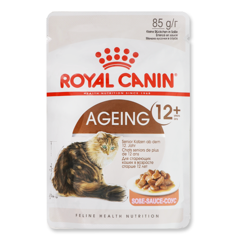 Корм д/старших домашніх котів Ageing 12+ шматочки в соусі 85г пауч Royal Canin