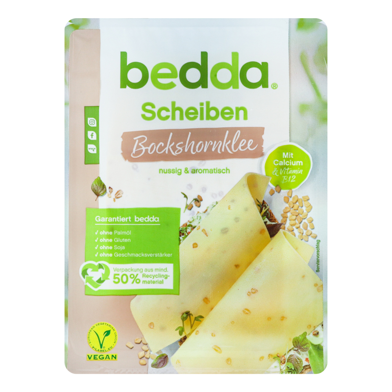 Сыр 21% растительный нарезка с семенами пажитника Bedda лоток 150г ...
