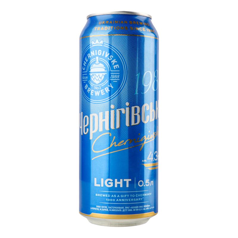 Пиво 0.5л 4.3% светлое пастеризованное Light Чернігівське ж/б ...