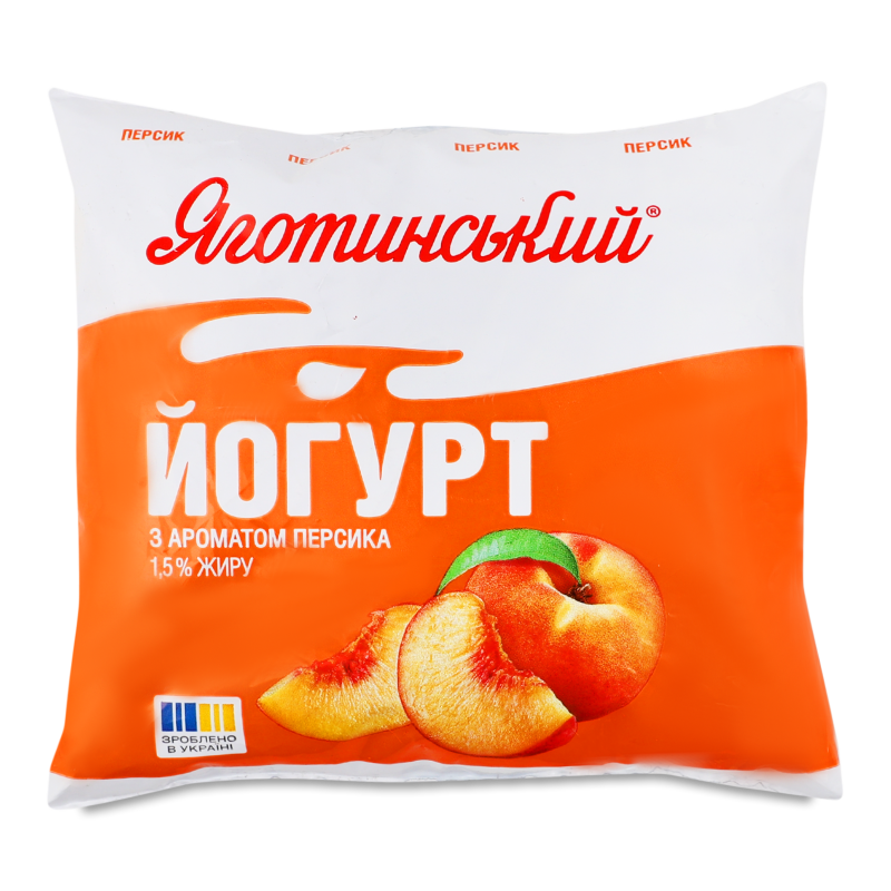 Йогурт з ароматом персика 1,5% 400г п/е Яготинський