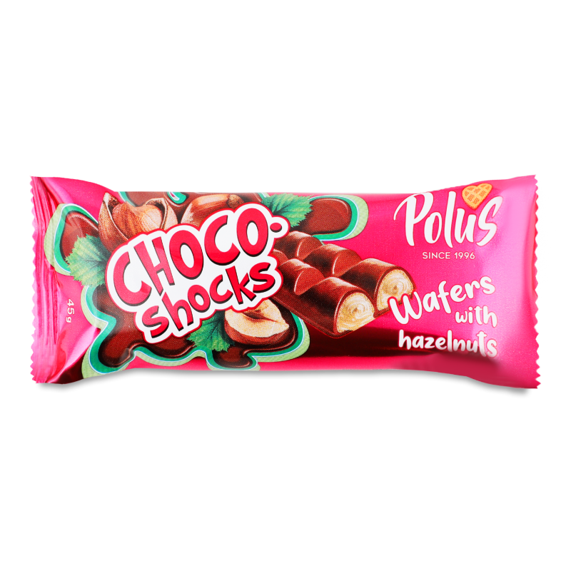 Вафлі Choco-shocks з фундуком 45г Polus