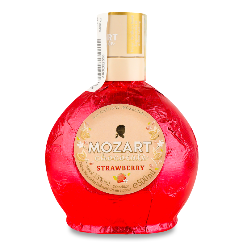 Лікер Вайт Чоколат Крім Полуниця 17% 0,5л Моцарт