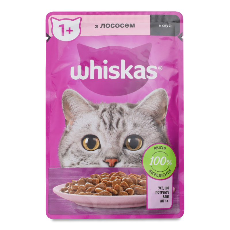 Корм д/дорослих котів з лососем в соусі 85г пауч Whiskas