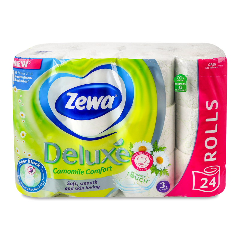Папір туалетний Deluxe Ромашка 3шари 24шт Zewa
