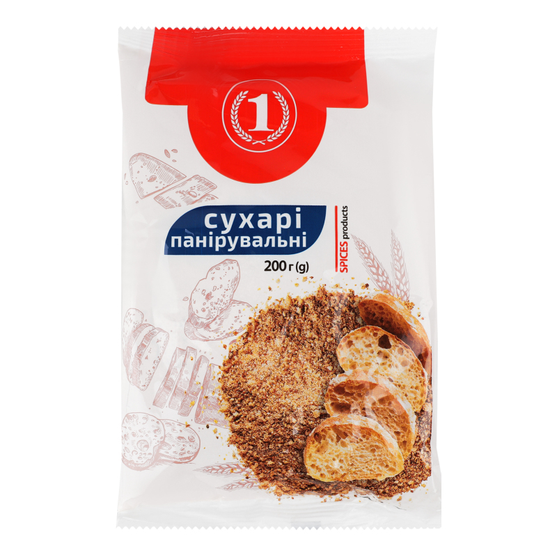 Сухарі панірувальні із хлібних сухарів пшеничних ТМ "1" м/у
