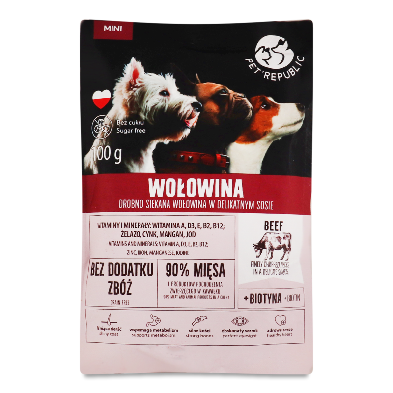 Корм д/собак Шматочки яловичини в соусі 100г пауч Pet Republic