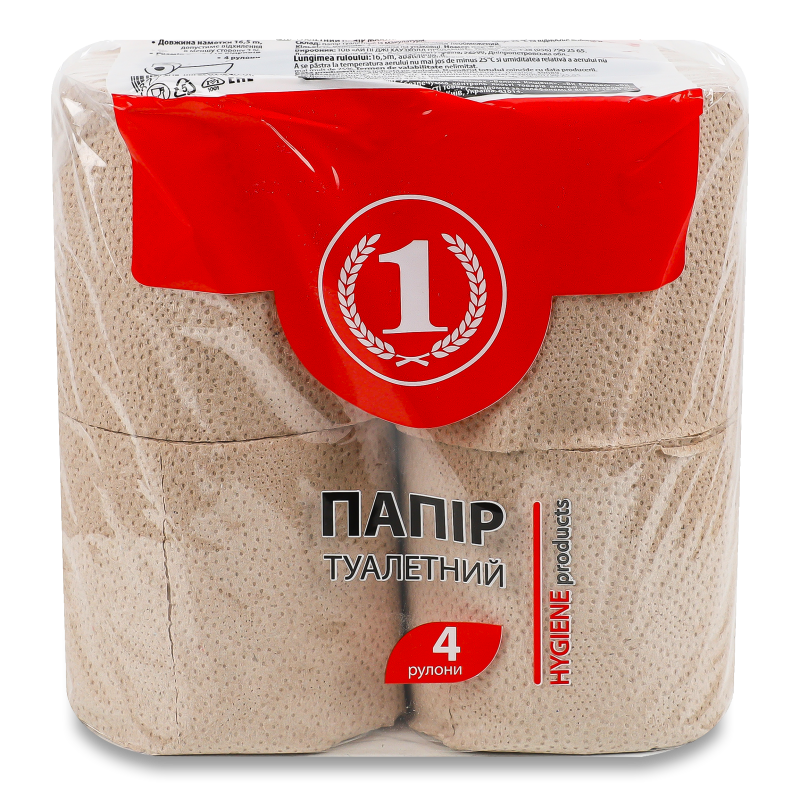 Папір туалетний макулатурний сірий 1шар 4шт ТМ “1”