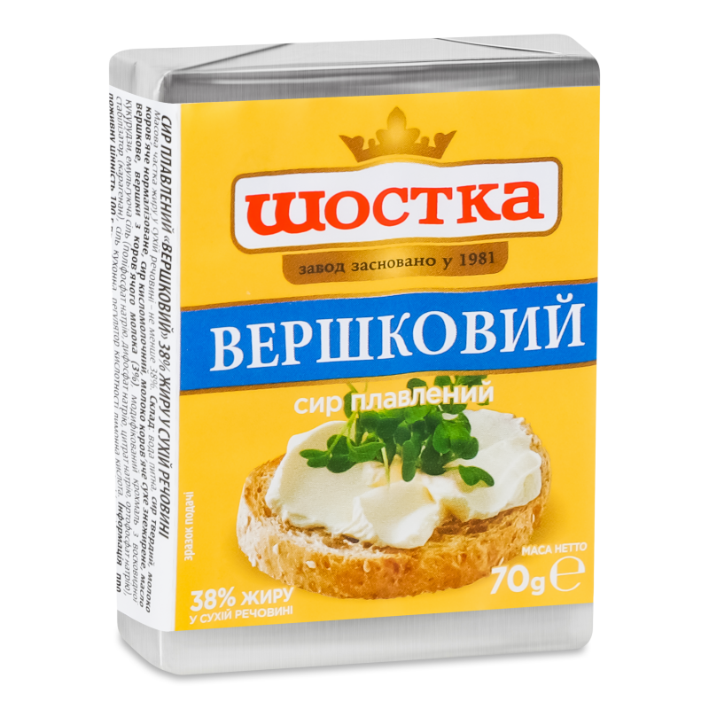Сир плавлений Вершковий 38% 70г Шостка