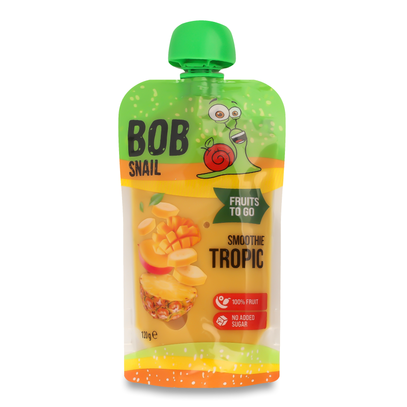 Пюре фруктове Smoothie Банан-ананас-манго 120г пауч Bob Snail