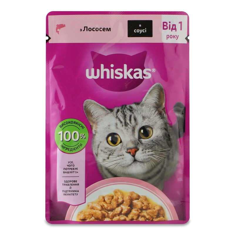 Корм д/дорослих котів з лососем в соусі 85г пауч Whiskas