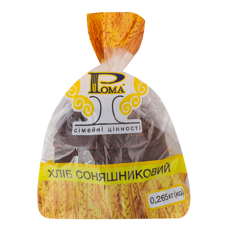 Хліб половинка в нарізці Соняшниковий Рома м/у