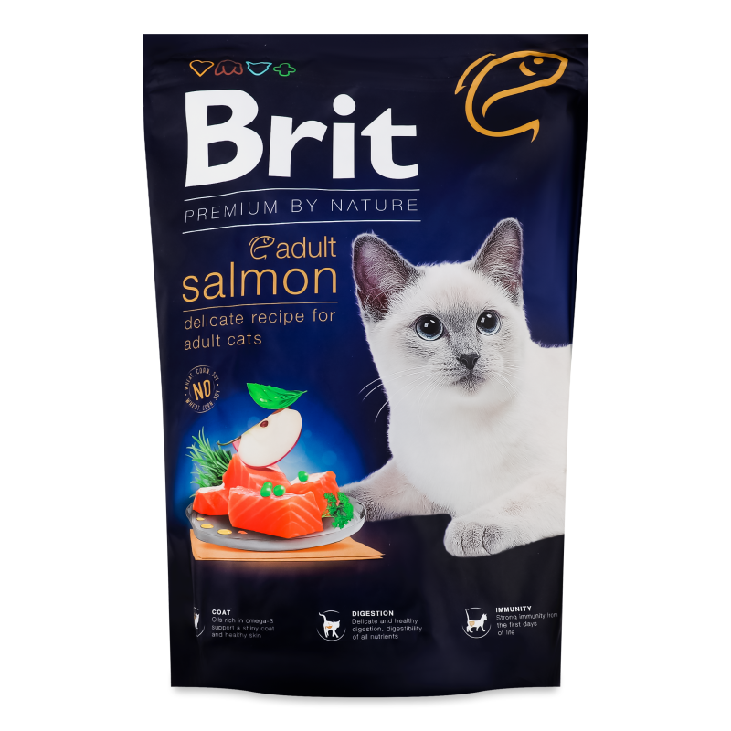 Корм д/котів Бай Нейче з лососем сухий 1,5кг Бріт Преміум
