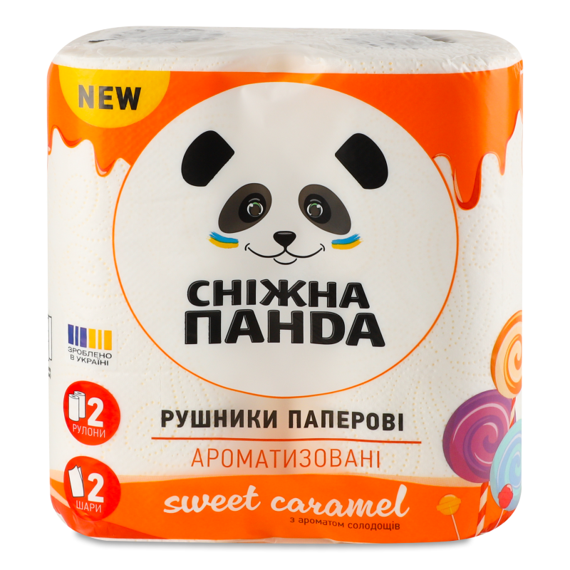 Рушники паперові Sweet caramel 2шари 2шт Сніжна панда