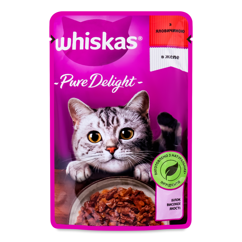 Корм д/дорослих котів Pure Delight з яловичиною в желе 85г пауч Whiskas