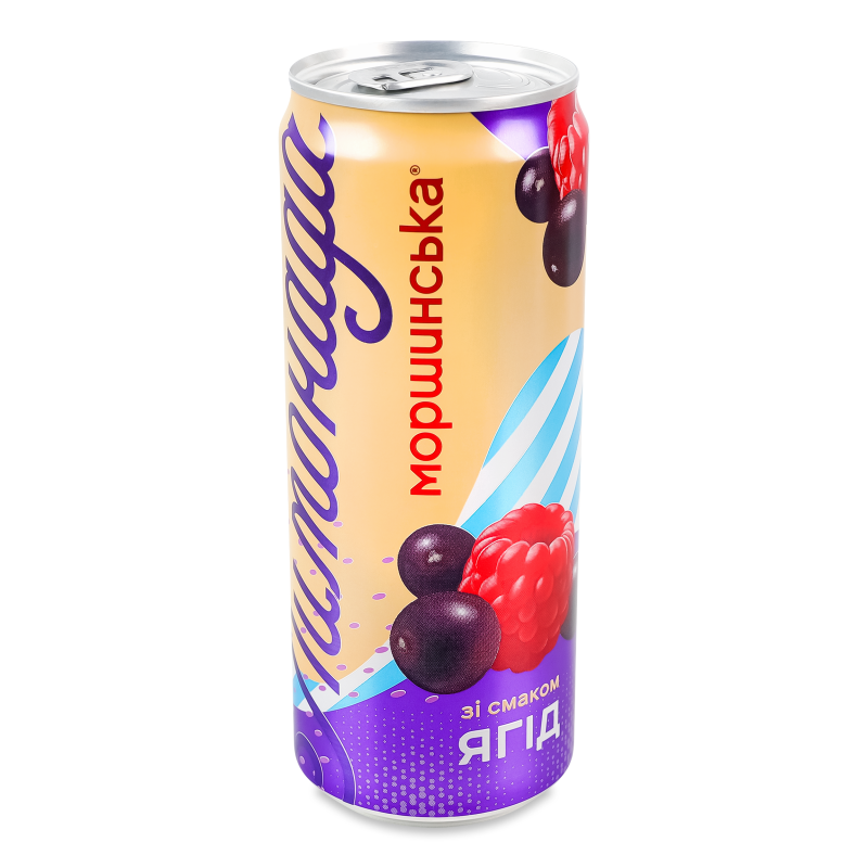 Напій безалкогольний соковмісний Лимонада з смаком ягід середньогазований 0,33л ж/б Моршинська