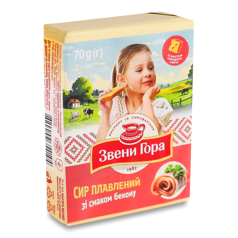 Cир плавлений з смаком бекону 36% 70г Звени Гора