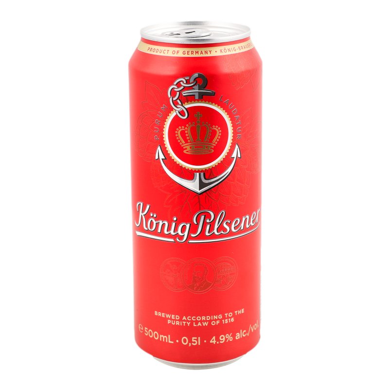 Пиво світле 4,9% 0,5л ж/б Konig Pilsener