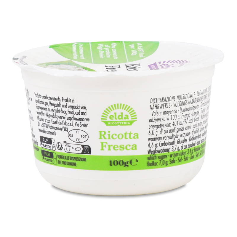 Сир м’який Ricotta 6% 100г Elda Ricotteria