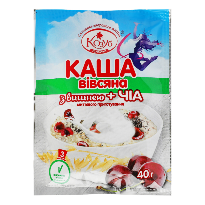 Каша миттєвого приготування Вівсяна з вишнею+чіа Козуб продукт м/у