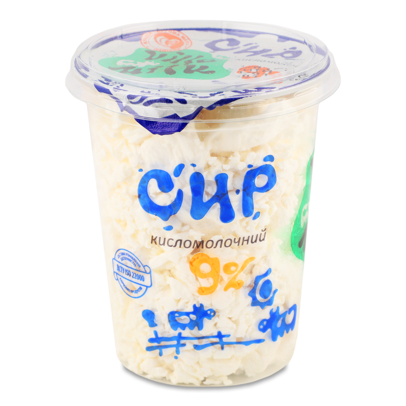 Сир кисломолочний 9% 350г стакан Villa Milk