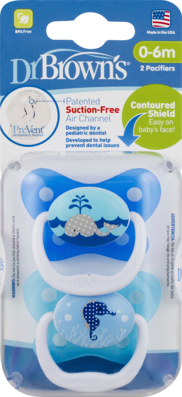 Dr.brown's prevent orthodontic pacifier 0-6m - 2 ct (072239300664)